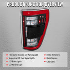 2021??‚??2023 Ford F-150 Red LED Tail Lights w/ Switchback Sequential Turn Signals (Matte Black Housing / Clear Lens)
