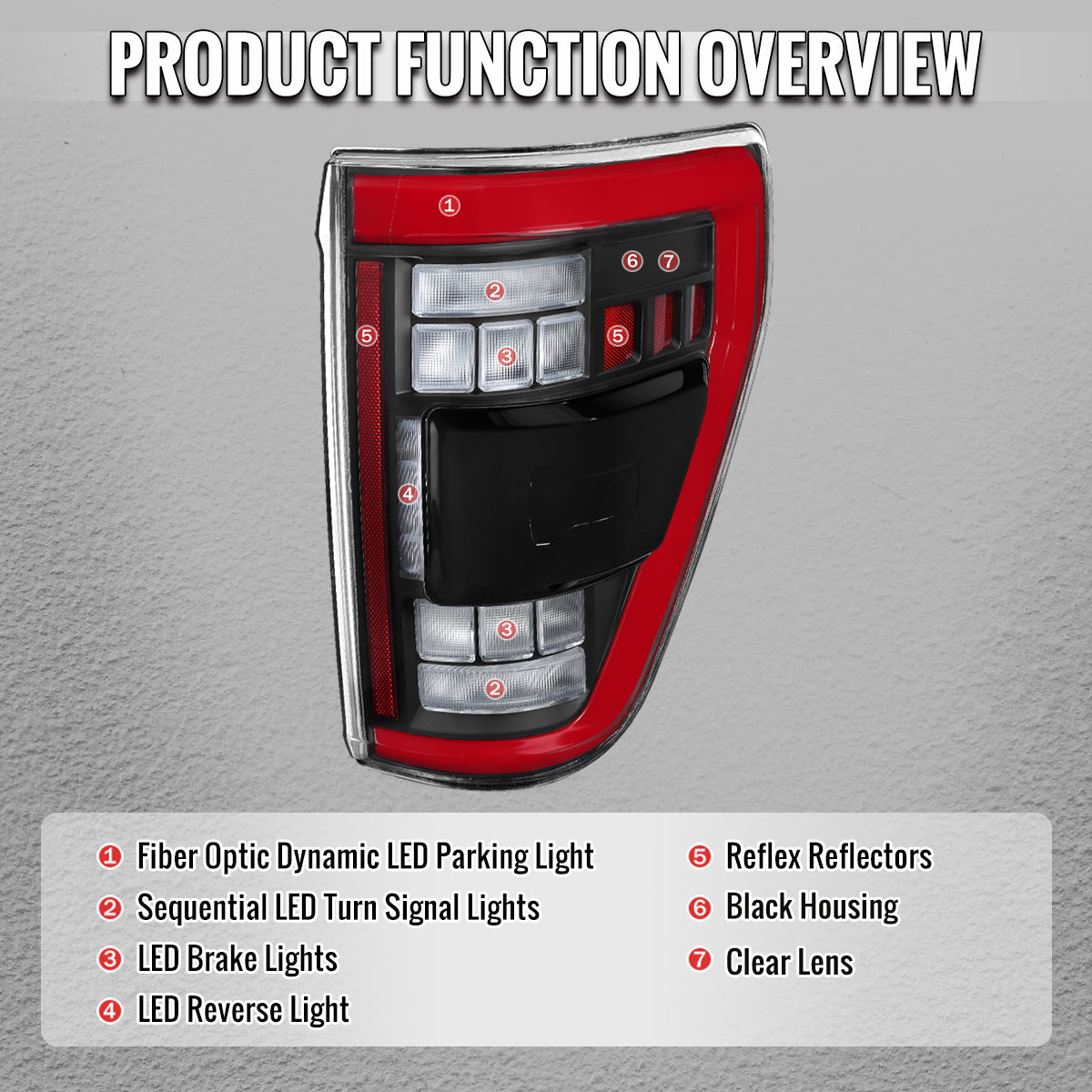 2021??‚??2023 Ford F-150 Red LED Tail Lights w/ Switchback Sequential Turn Signals (Matte Black Housing / Clear Lens)