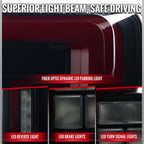 2021-2023 Ford F-150 Full LED Tail Lights with Red Light Bar Sequential Turn Signal, Startup Animation & Factory BSM Compatibility (Black Housing / Smoked Lens)