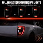 2021??‚??2023 Ford F-150 LED Tail Lights w/ Switchback Sequential Turn Signals (Black Housing / Smoked Lens)