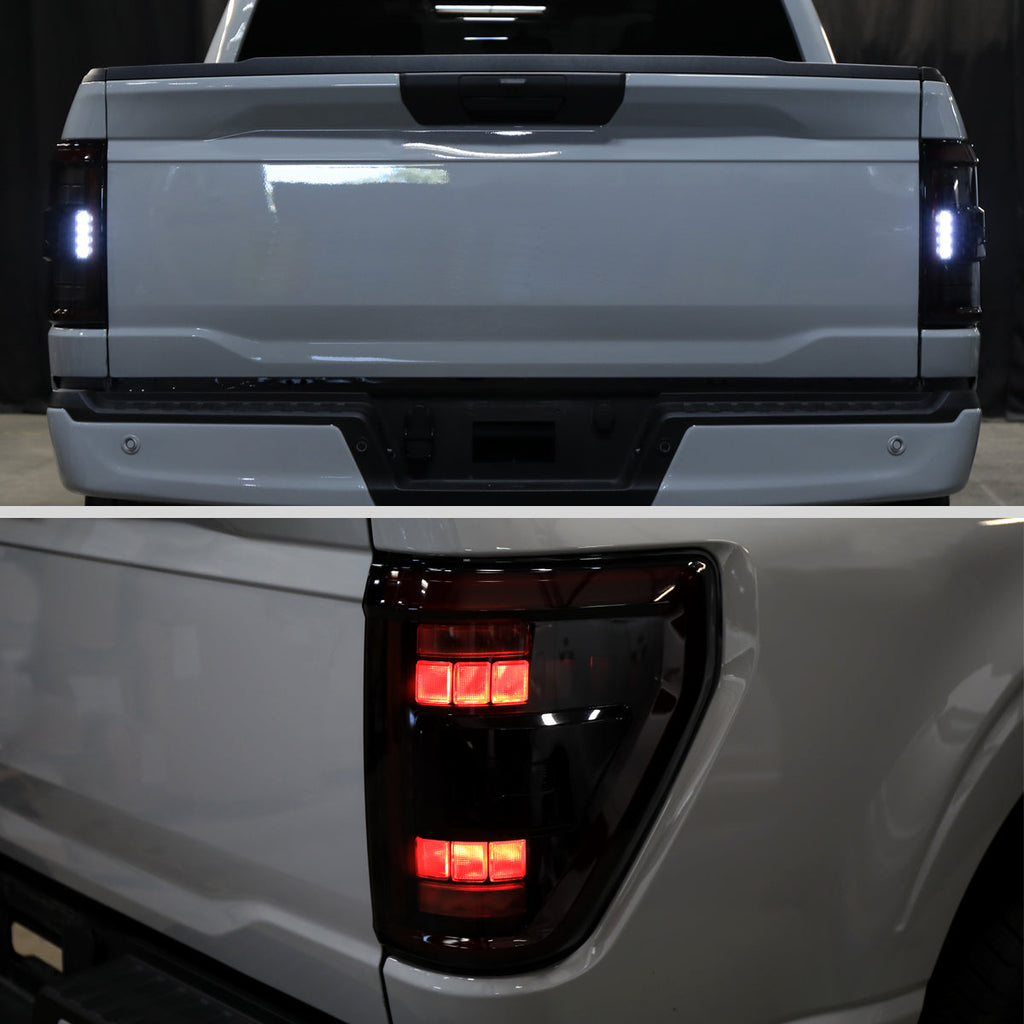 2021??‚??2023 Ford F-150 LED Tail Lights w/ Switchback Sequential Turn Signals (Black Housing / Smoked Lens)