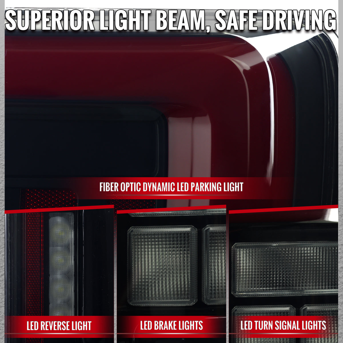 2021??‚??2023 Ford F-150 LED Tail Lights w/ Switchback Sequential Turn Signals (Black Housing / Smoked Lens)