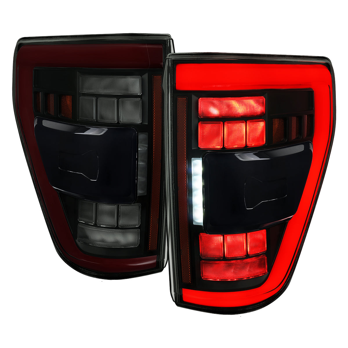 2021??‚??2023 Ford F-150 LED Tail Lights w/ Switchback Sequential Turn Signals (Black Housing / Smoked Lens)
