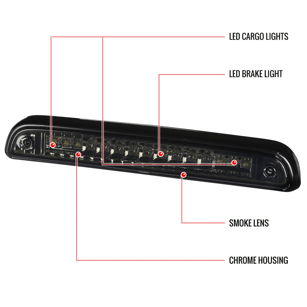 1992-1996 Ford F-150/F-250/F-350/Bronco LED 3rd Brake Light (Chrome Housing/Smoked Lens)