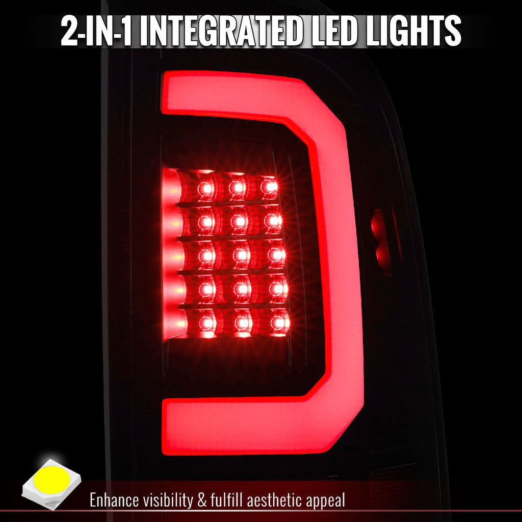 2008-2016 Ford F-250 / F-350 / F-450 / F-550 Super Duty LED C-Bar Tail Lights (Black Housing / Clear Lens)