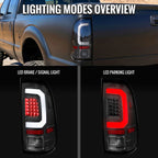 2008-2016 Ford F-250 / F-350 / F-450 / F-550 Super Duty LED C-Bar Tail Lights (Black Housing / Clear Lens)