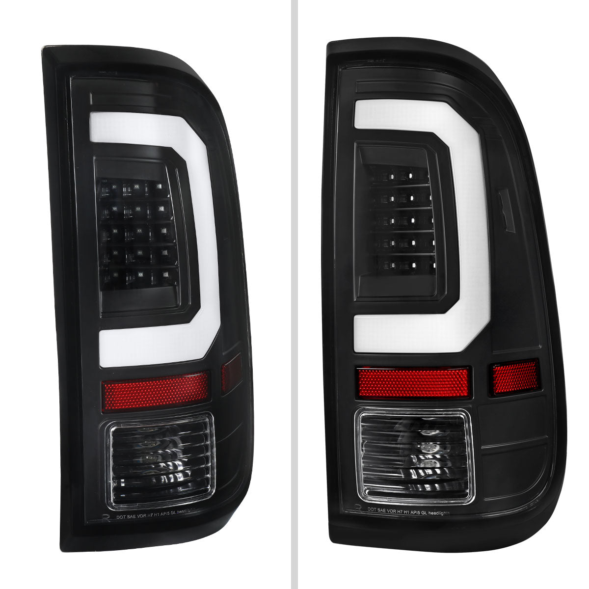 2008-2016 Ford F-250 / F-350 / F-450 / F-550 Super Duty LED C-Bar Tail Lights (Black Housing / Clear Lens)