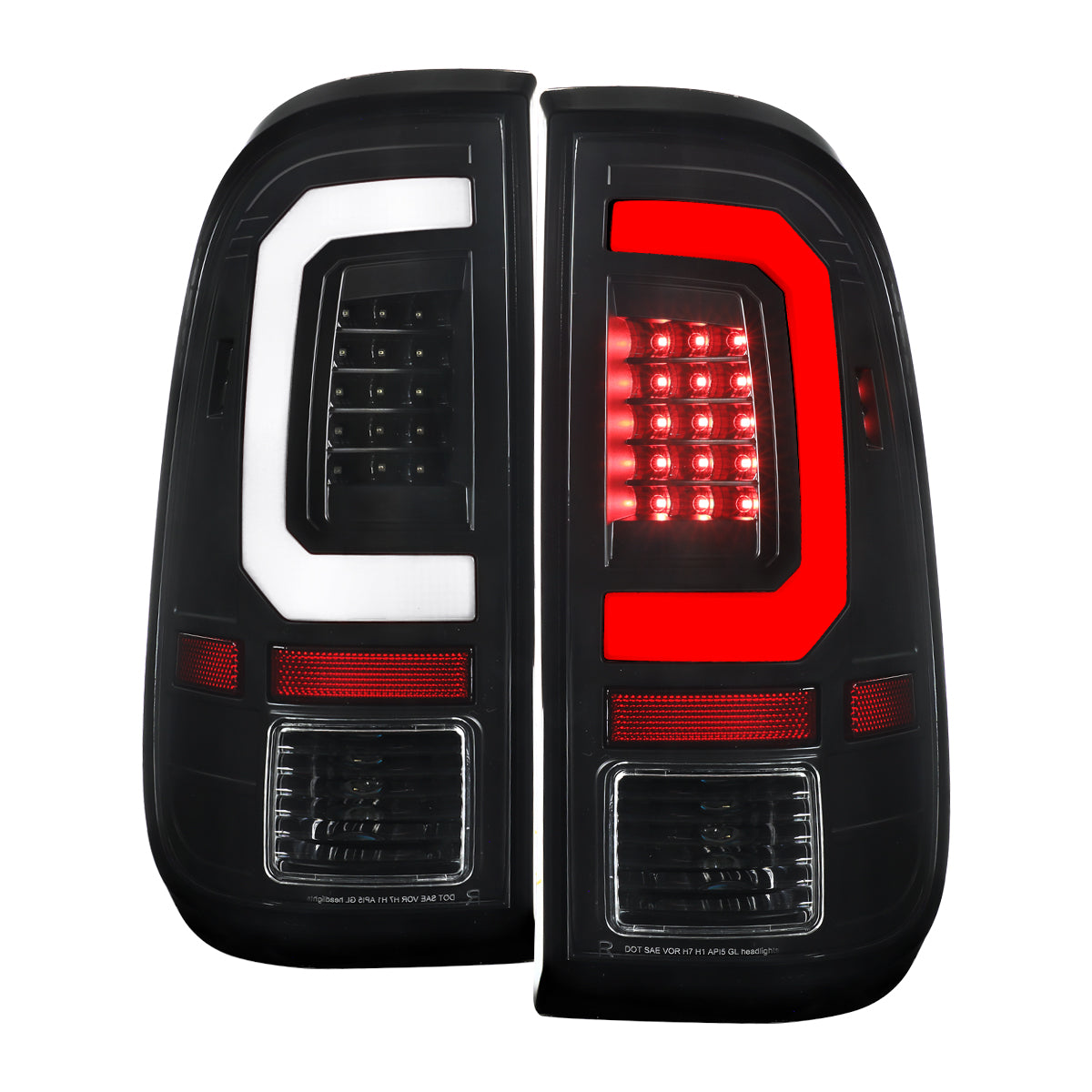 2008-2016 Ford F-250 / F-350 / F-450 / F-550 Super Duty LED C-Bar Tail Lights (Black Housing / Clear Lens)