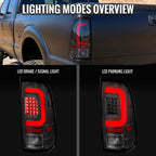 2008-2016 Ford F-250 / F-350 / F-450 / F-550 Super Duty Red LED C-Bar Tail Lights (Black Housing / Clear Lens)