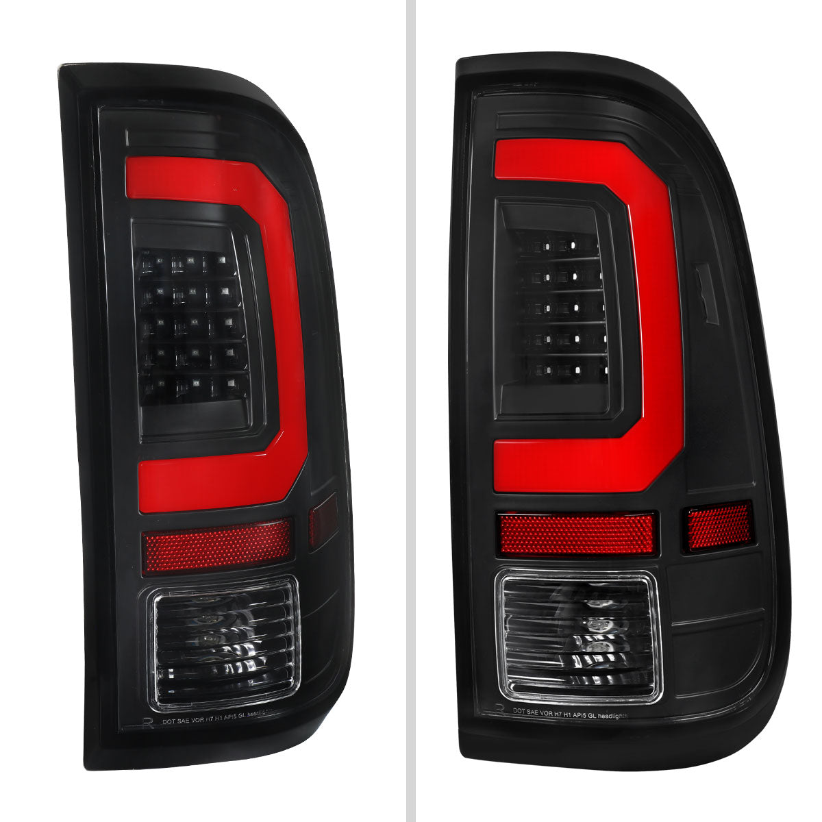 2008-2016 Ford F-250 / F-350 / F-450 / F-550 Super Duty Red LED C-Bar Tail Lights (Black Housing / Clear Lens)