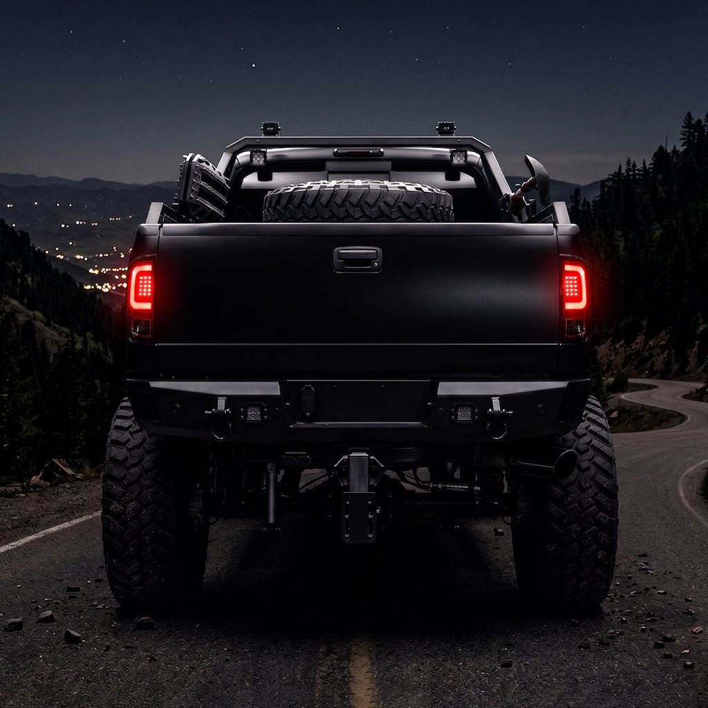 2008-2016 Ford F-250 / F-350 / F-450 / F-550 Super Duty LED C-Bar Tail Lights (Chrome Housing / Red Clear Lens)