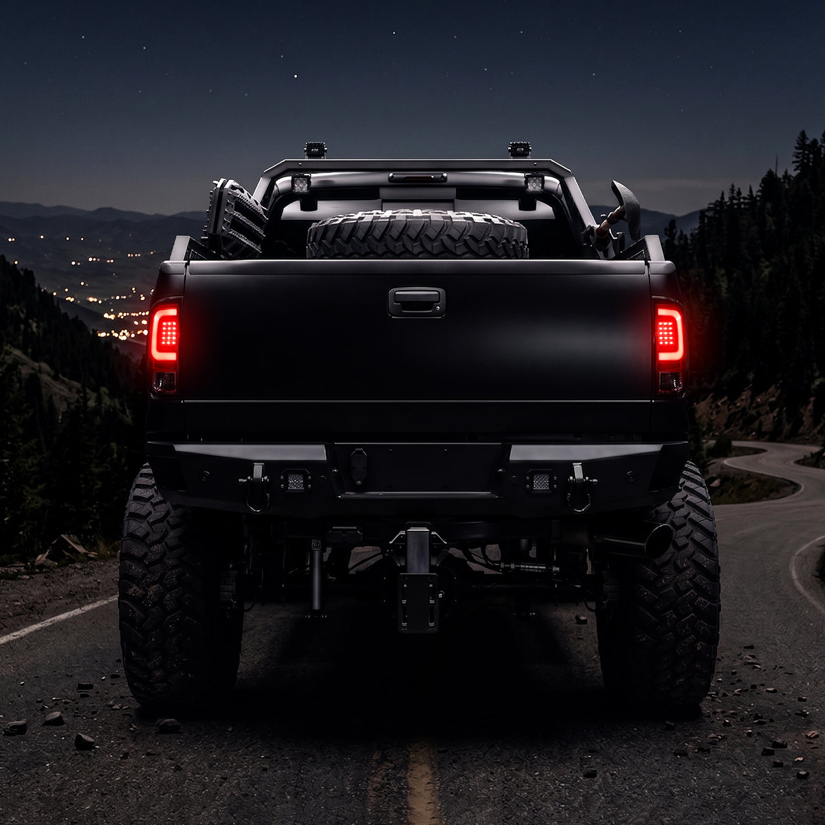2008-2016 Ford F-250 / F-350 / F-450 / F-550 Super Duty LED C-Bar Tail Lights (Chrome Housing / Red Clear Lens)