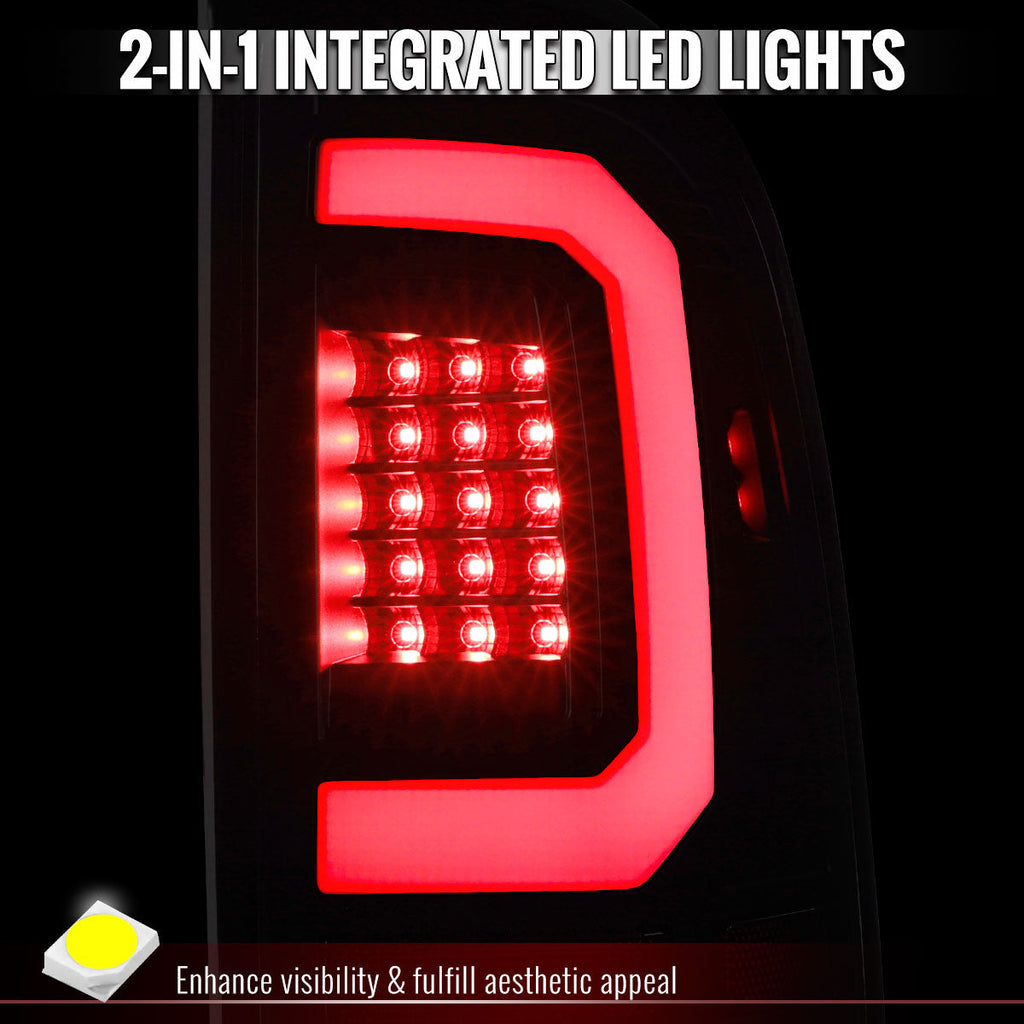 2008-2016 Ford F-250 / F-350 / F-450 / F-550 Super Duty LED C-Bar Tail Lights (Black Housing / Smoked Lens)