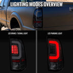 2008-2016 Ford F-250 / F-350 / F-450 / F-550 Super Duty LED C-Bar Tail Lights (Black Housing / Smoked Lens)