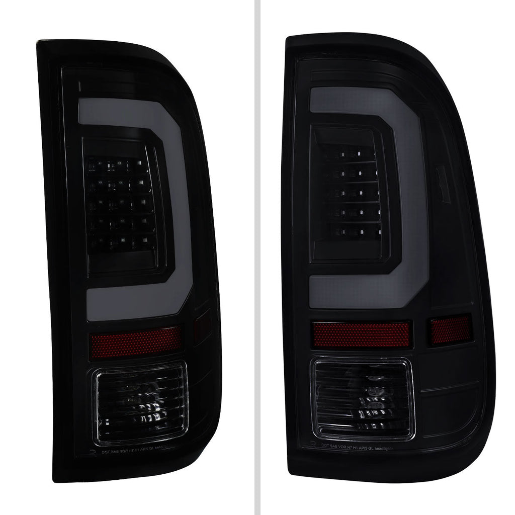 2008-2016 Ford F-250 / F-350 / F-450 / F-550 Super Duty LED C-Bar Tail Lights (Black Housing / Smoked Lens)