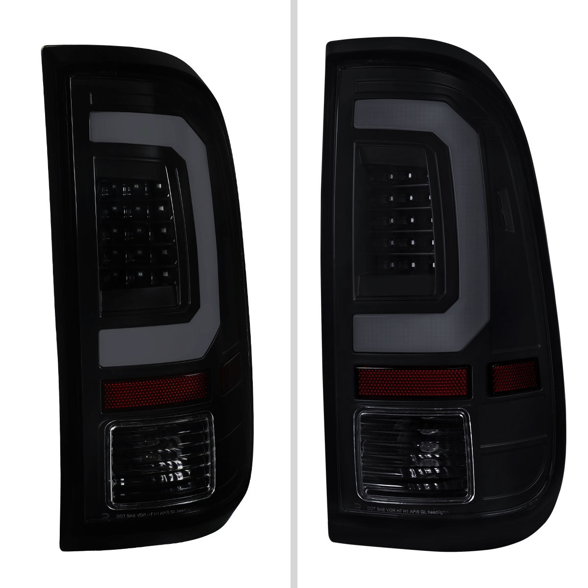 2008-2016 Ford F-250 / F-350 / F-450 / F-550 Super Duty LED C-Bar Tail Lights (Black Housing / Smoked Lens)