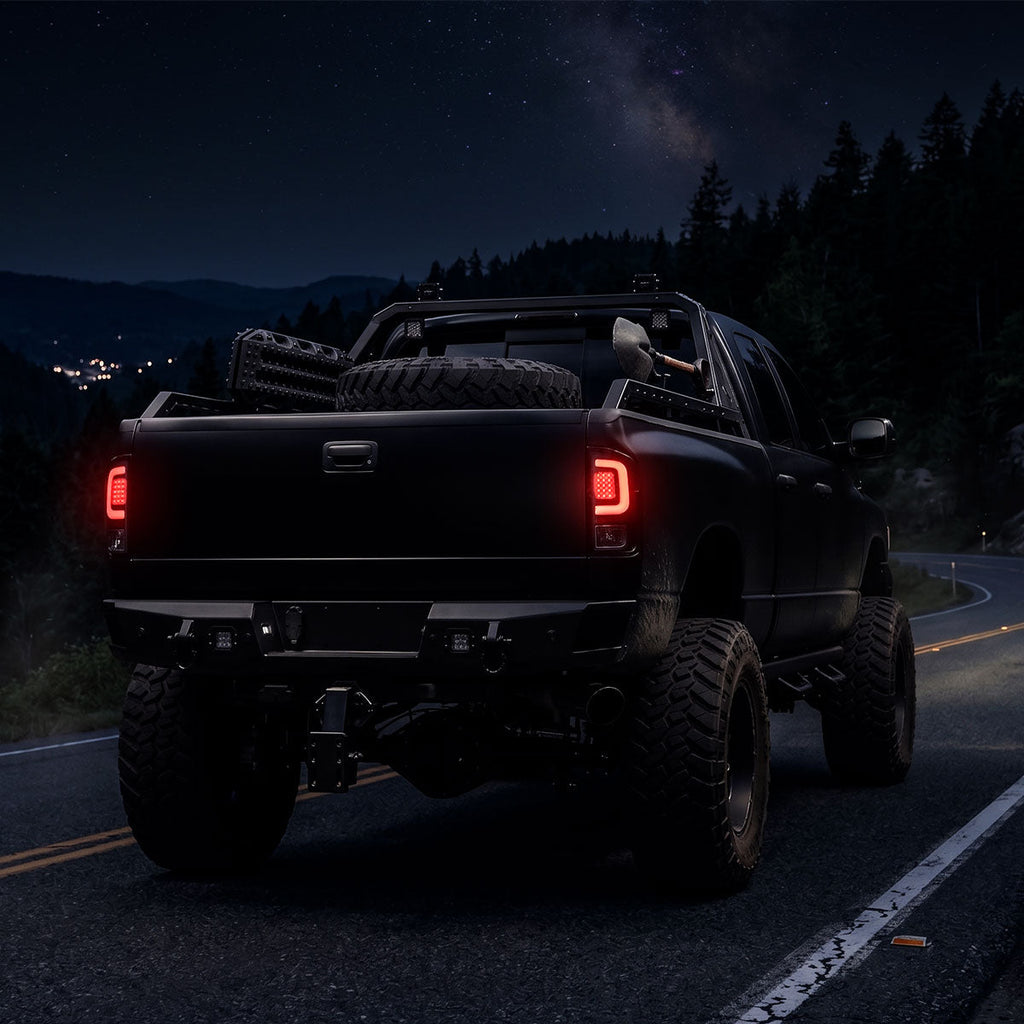 2008-2016 Ford F-250 / F-350 / F-450 / F-550 Super Duty LED C-Bar Tail Lights (Black Housing / Smoked Lens)