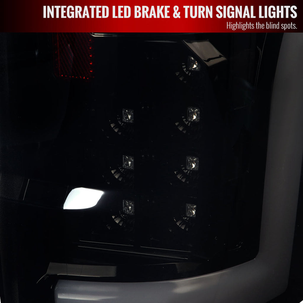 2017-2019 Ford F-250/F-350/F-450/F-550 LED Bar Tail Lights (Glossy Black Housing/Dark Smoked Lens)