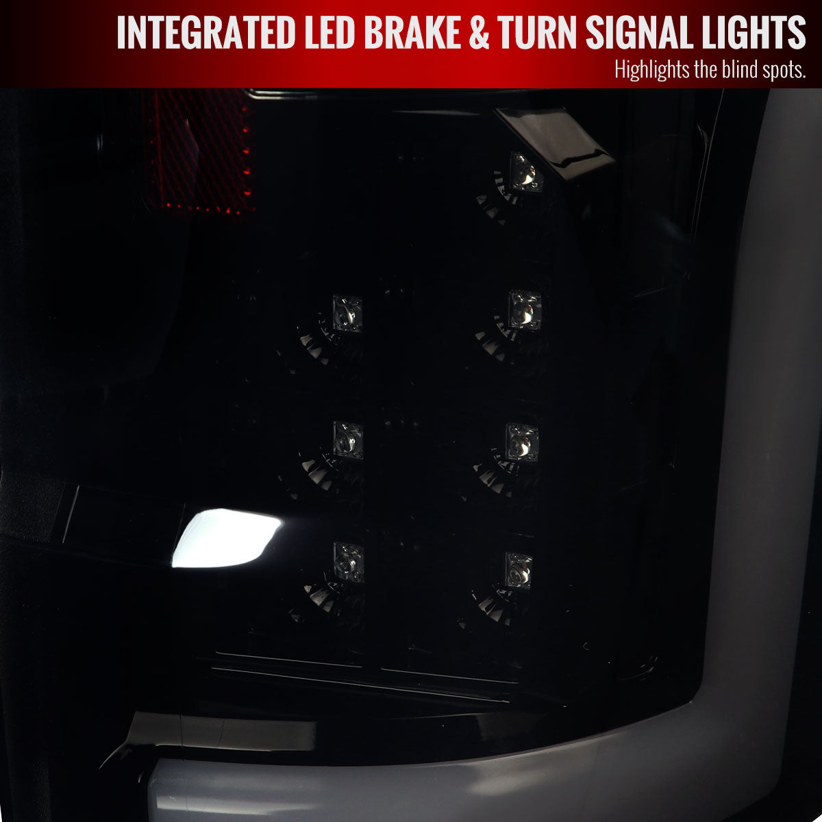 2017-2019 Ford F-250/F-350/F-450/F-550 LED Bar Tail Lights (Glossy Black Housing/Dark Smoked Lens)