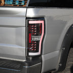 2017-2019 Ford F-250/F-350/F-450/F-550 White LED Bar Tail Lights (Matte Black Housing/Clear Lens)