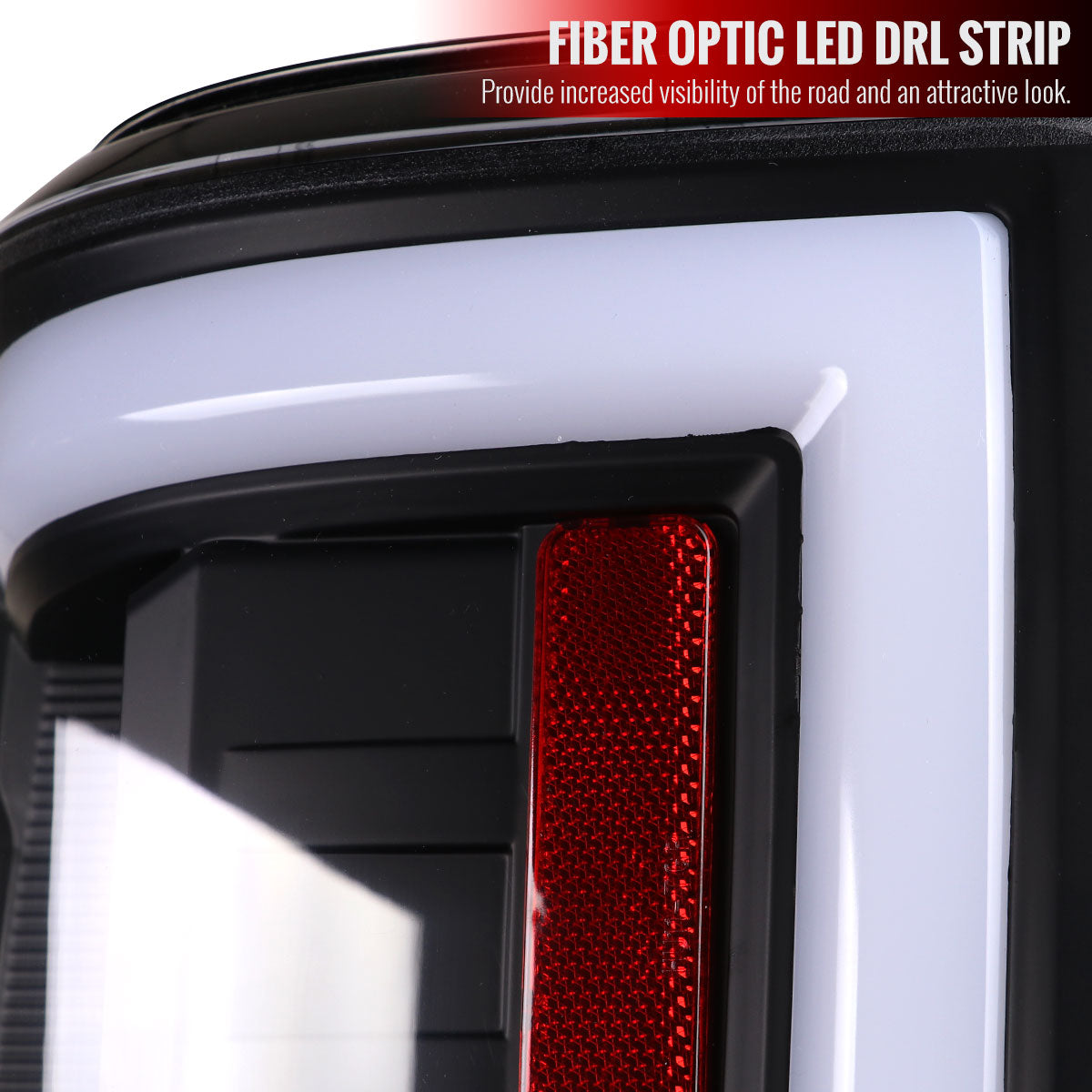 2017-2019 Ford F-250/F-350/F-450/F-550 White LED Bar Tail Lights (Matte Black Housing/Clear Lens)