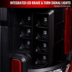 2017-2019 Ford F-250/F-350/F-450/F-550 Red LED Bar Tail Lights (Matte Black Housing/Clear Lens)