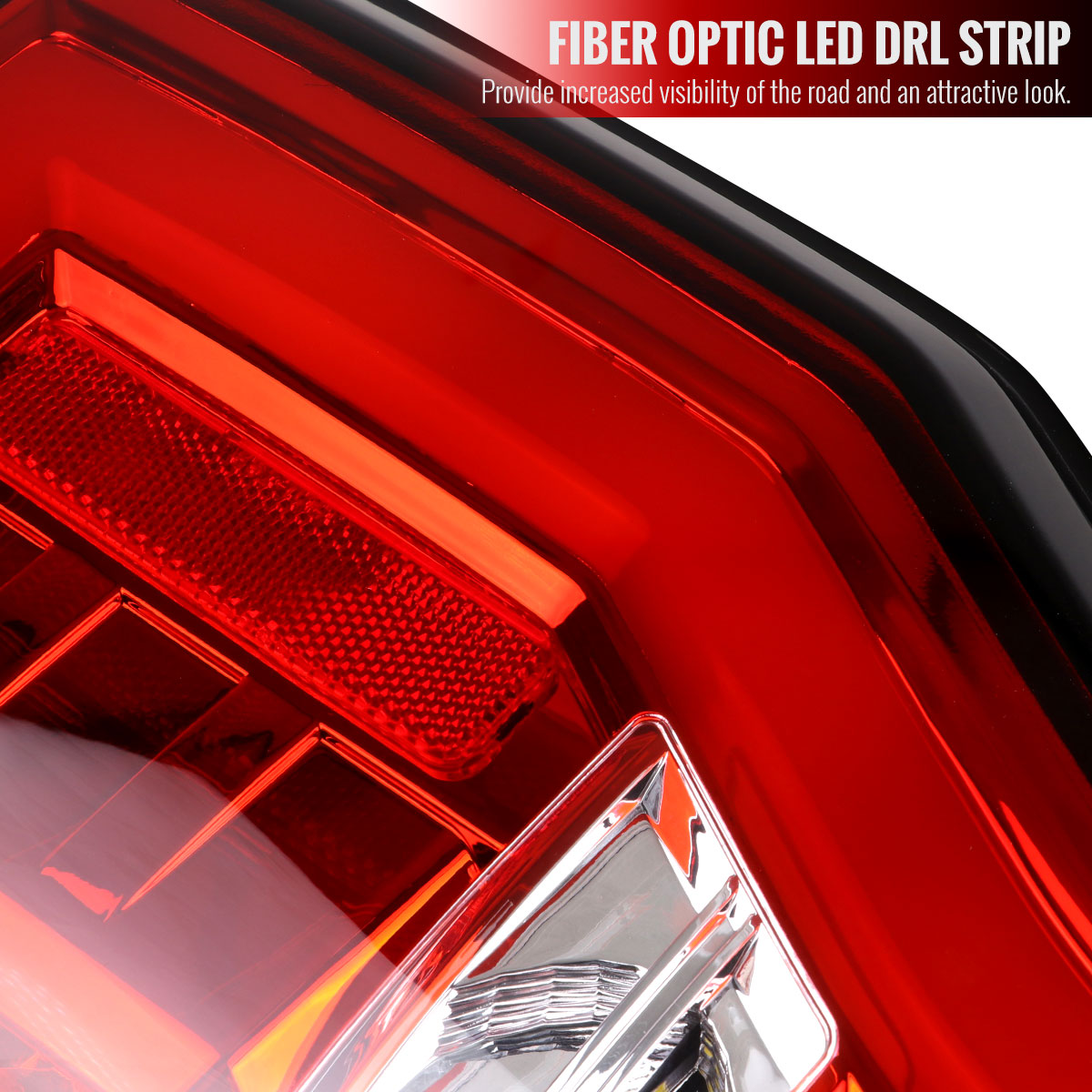 2017-2019 Ford F-250/F-350/F-450/F-550 Super Duty LED Bar Tail Lights (Chrome Housing/Red Lens)