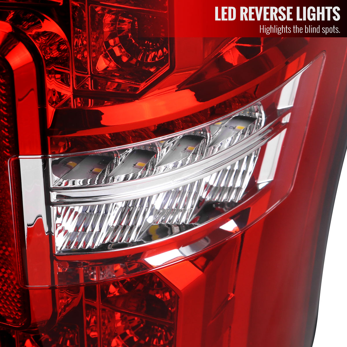 2017-2019 Ford F-250/F-350/F-450/F-550 Super Duty LED Bar Tail Lights (Chrome Housing/Red Lens)