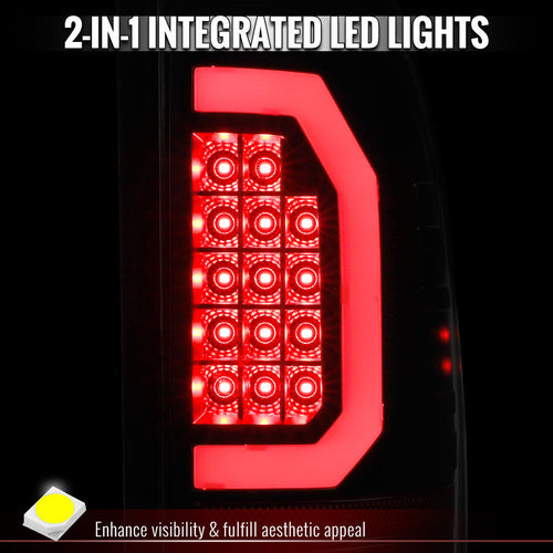 1999-2007 Ford F-250 / F-350 / F-450 / F-550 Super Duty LED C-Bar Tail Lights (Black Housing / Clear Lens)
