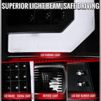 1999-2007 Ford F-250 / F-350 / F-450 / F-550 Super Duty LED C-Bar Tail Lights (Black Housing / Clear Lens)