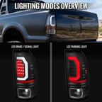 1999-2007 Ford F-250 / F-350 / F-450 / F-550 Super Duty LED C-Bar Tail Lights (Black Housing / Clear Lens)