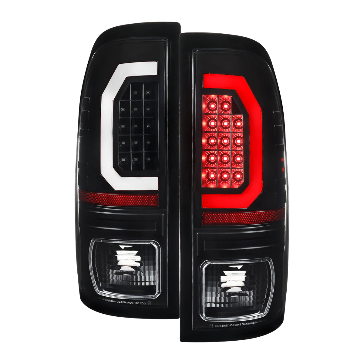 1999-2007 Ford F-250 / F-350 / F-450 / F-550 Super Duty LED C-Bar Tail Lights (Black Housing / Clear Lens)