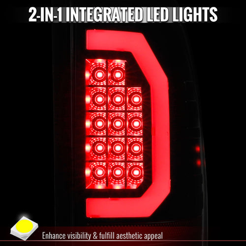 1999-2007 Ford F-250 / F-350 / F-450 / F-550 Super Duty Red LED C-Bar Tail Lights (Black Housing / Clear Lens)