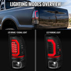 1999-2007 Ford F-250 / F-350 / F-450 / F-550 Super Duty Red LED C-Bar Tail Lights (Black Housing / Clear Lens)