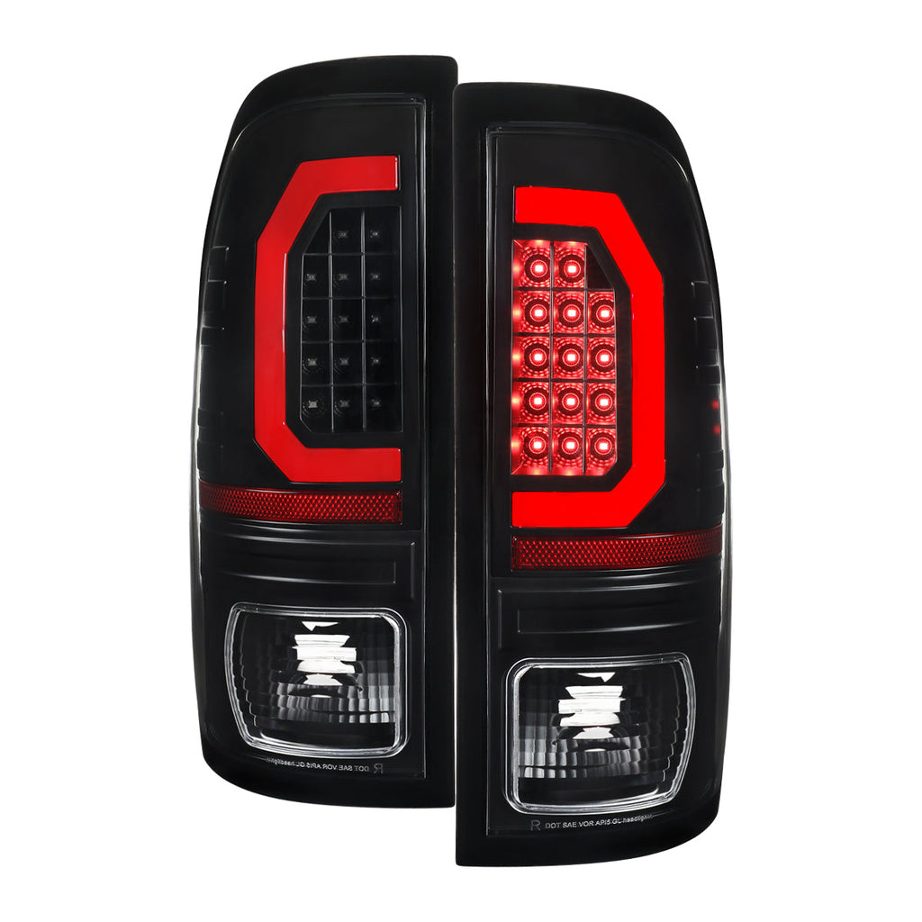 1999-2007 Ford F-250 / F-350 / F-450 / F-550 Super Duty Red LED C-Bar Tail Lights (Black Housing / Clear Lens)