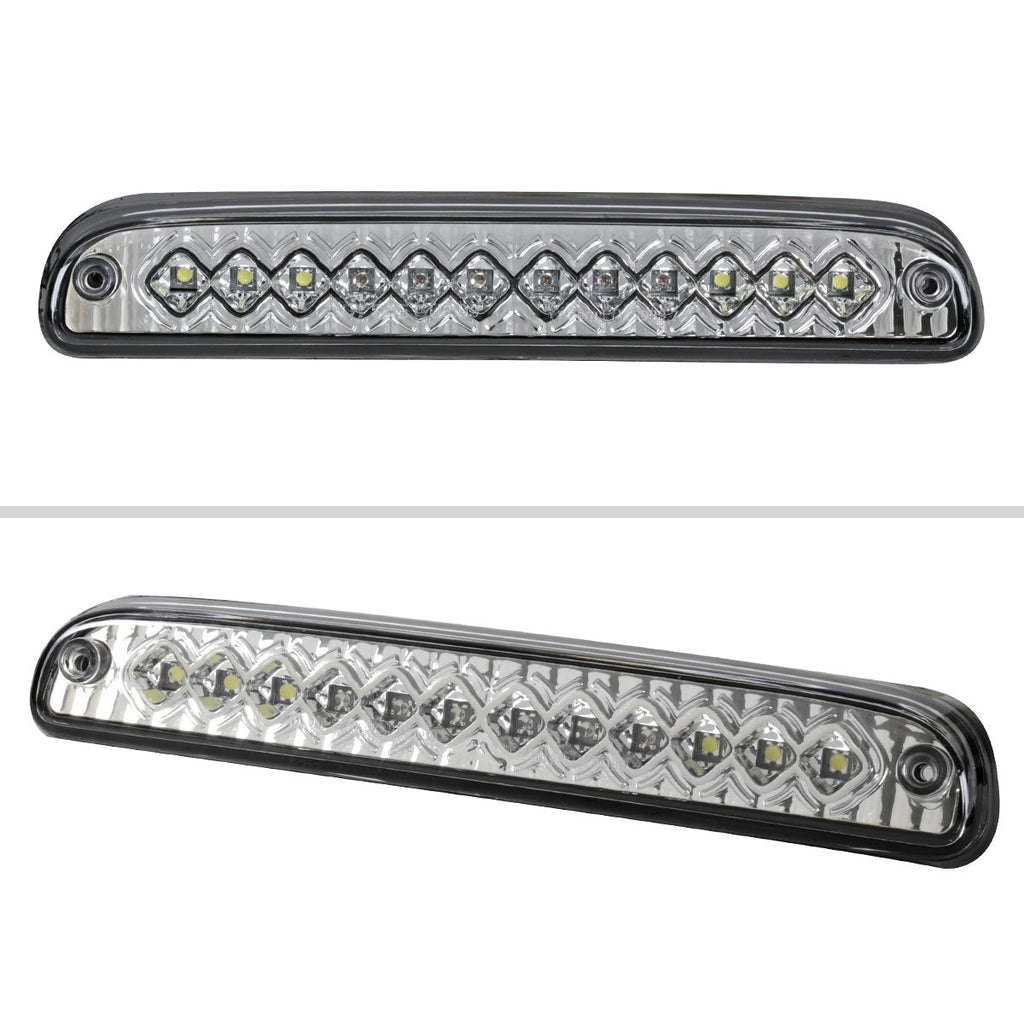 1993-2016 Ford F-250/F-350/F-450/F-550/Ranger Mazda B Series Pickup LED 3rd Brake Tail Light (Chrome Housing/Clear Lens)