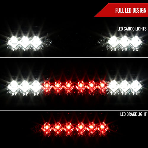 1993-2016 Ford F-250/F-350/F-450/F-550/Ranger Mazda B Series Pickup LED 3rd Brake Tail Light (Chrome Housing/Smoked Lens)