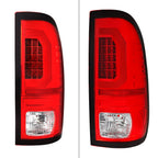 1999-2007 Ford F-250 / F-350 / F-450 / F-550 Super Duty LED C-Bar Tail Lights (Chrome Housing / Red Clear Lens)