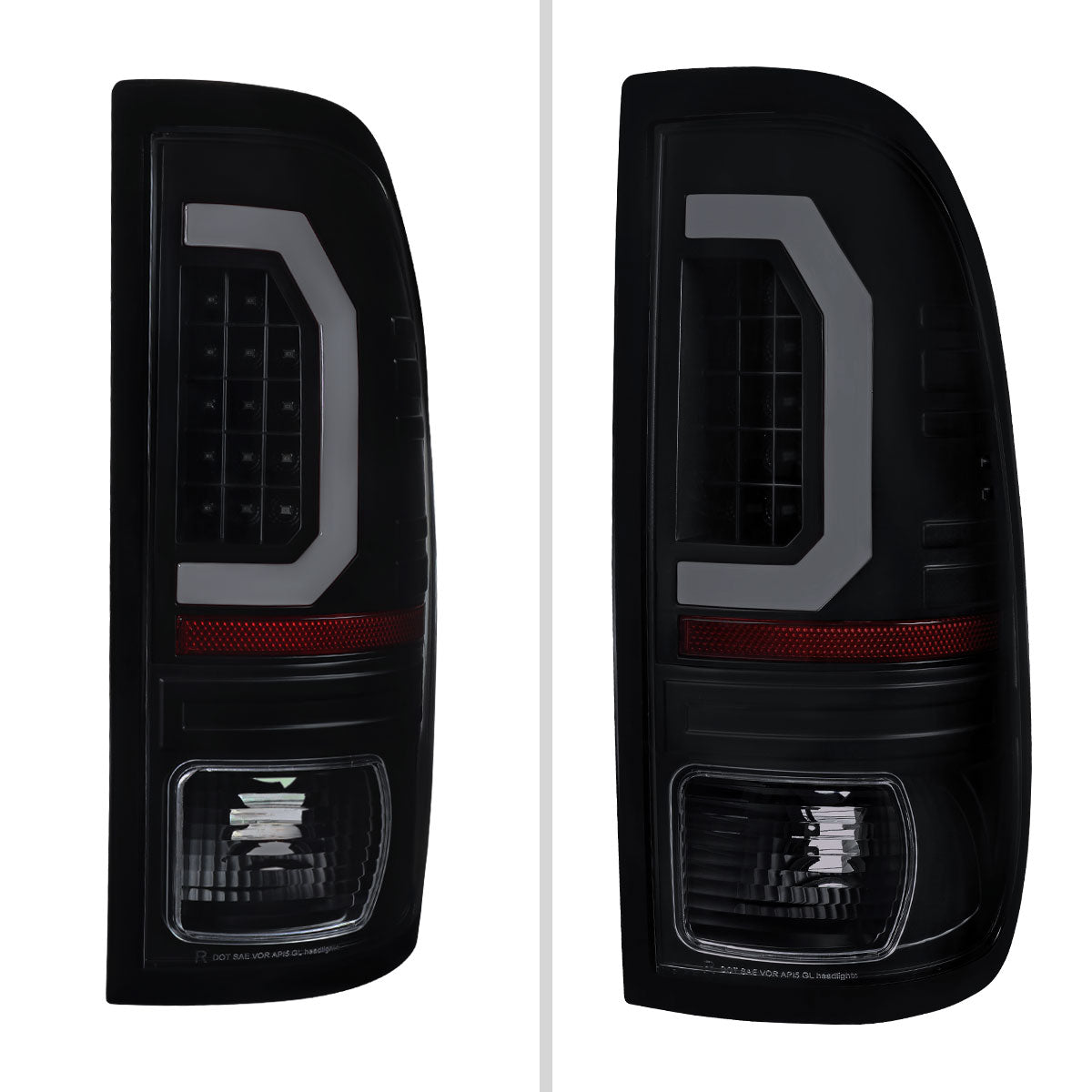1999-2007 Ford F-250 / F-350 / F-450 / F-550 Super Duty LED C-Bar Tail Lights (Black Housing / Smoked Lens)