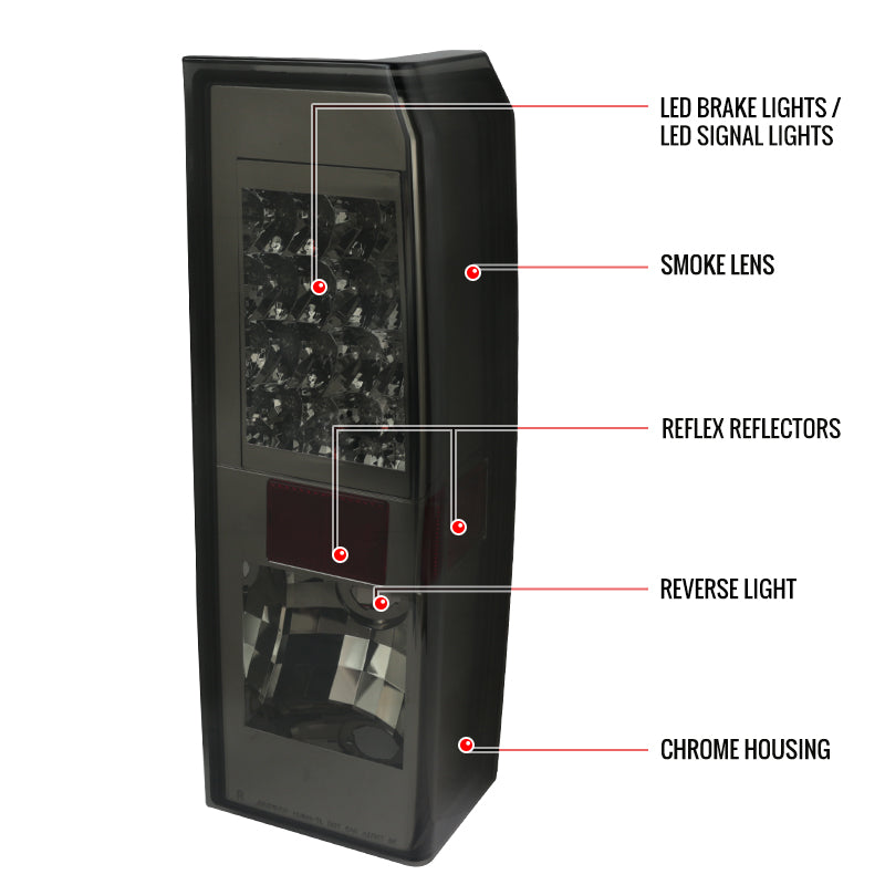 2005-2010 Hummer H3 LED Tail Lights (Chrome Housing/Smoked Lens)