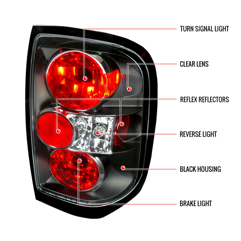 1996-2004 Nissan Pathfinder/ Infiniti QX4 Tail Lights (Matte Black Housing/Clear Lens)