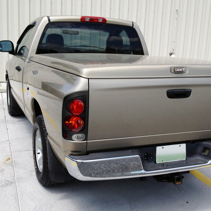 2002-2006 Dodge RAM Retro Style Tail Lights (Matte Black Housing/Clear Lens)