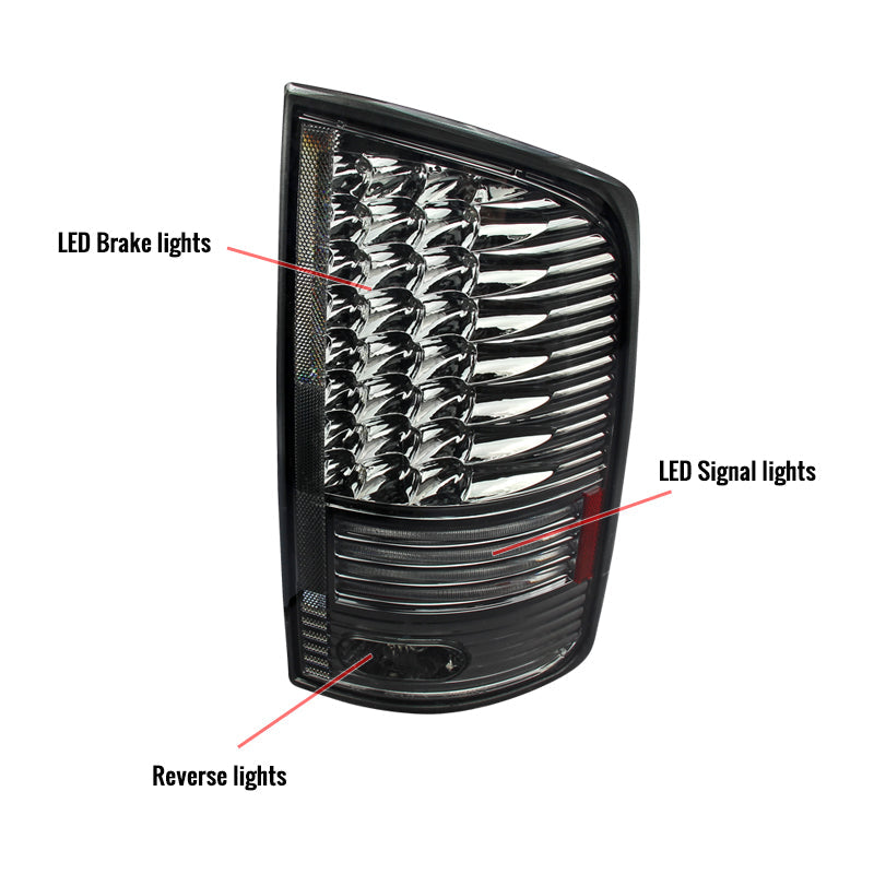 2002-2006 Dodge RAM V2 LED Tail Lights (Chrome Housing/Smoked Lens)