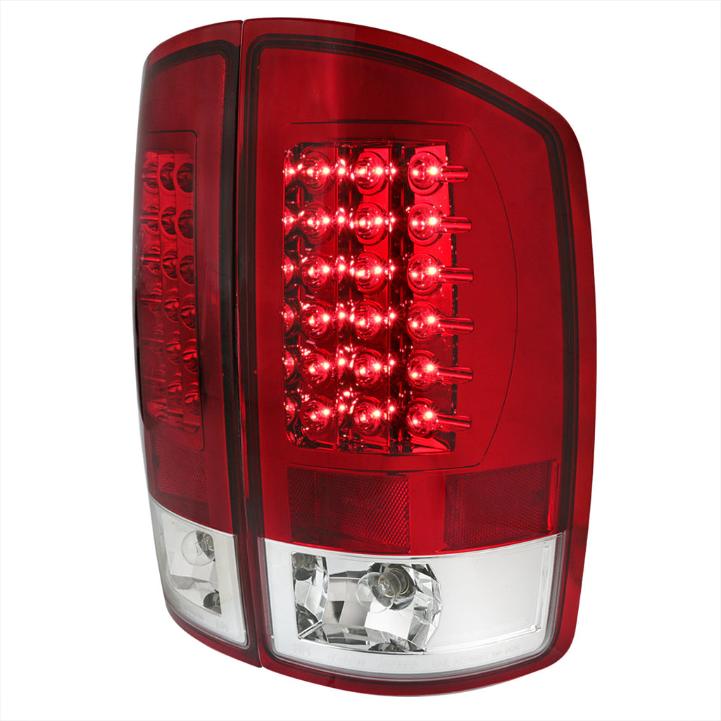 2002-2006 Dodge RAM LED Tail Lights (Chrome Housing/Red Clear Lens)
