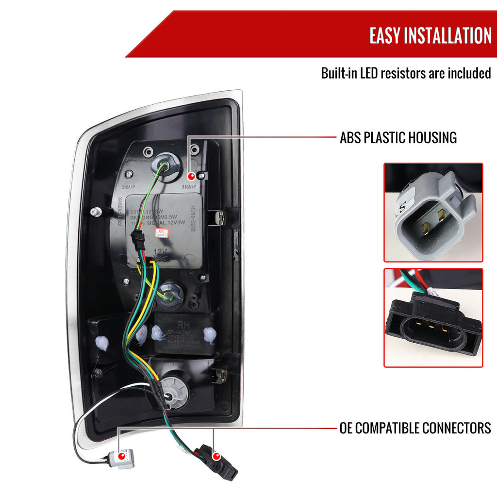 2007-2009 Dodge RAM 1500/2500/3500 Red C-Bar LED Tail Lights (Jet Black Housing/Clear Lens)