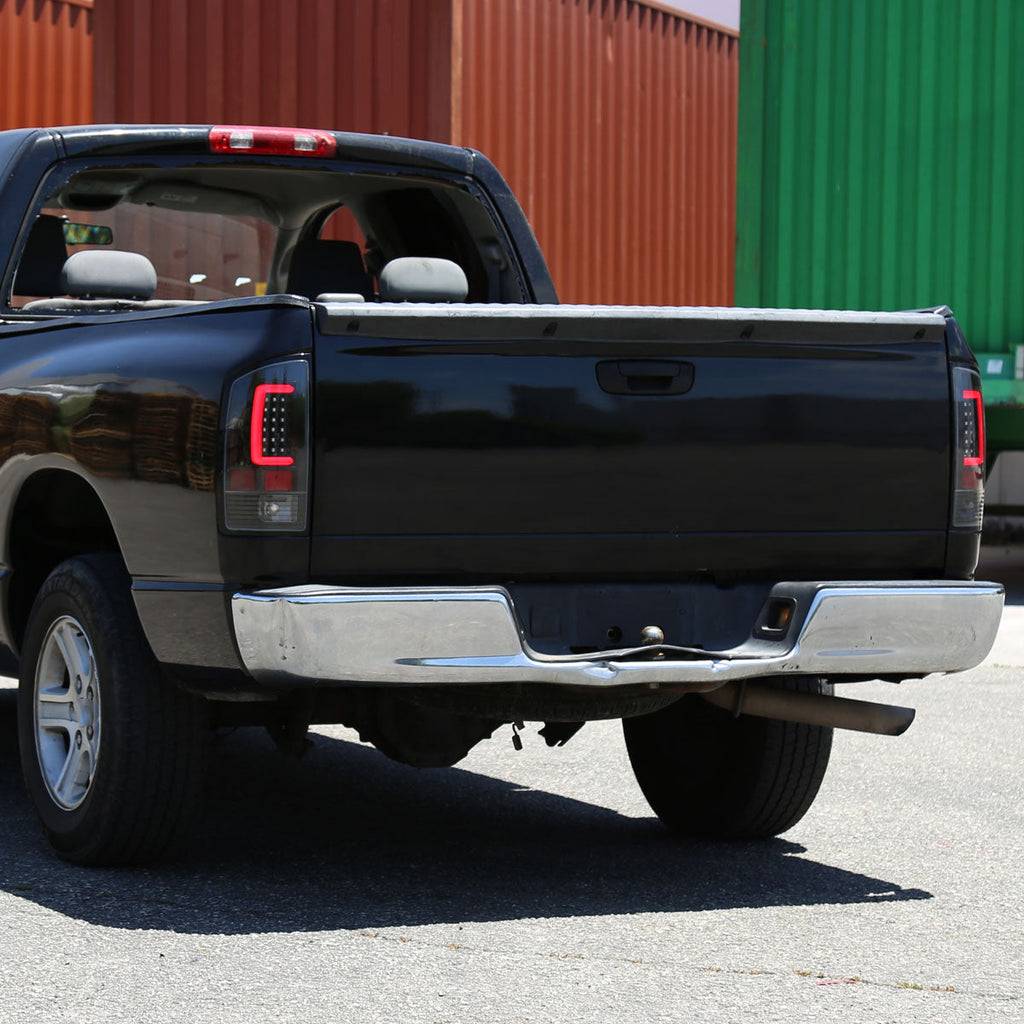 2007-2009 Dodge RAM 1500/2500/3500 Red C-Bar LED Tail Lights (Jet Black Housing/Clear Lens)