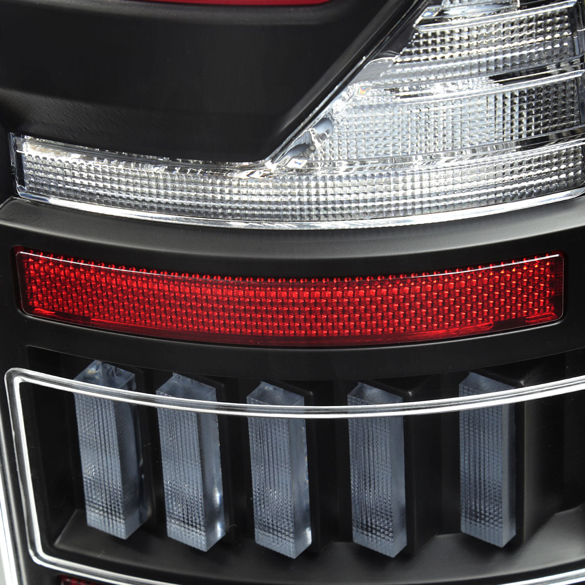 2007-2009 Dodge RAM 1500/2500/3500 Red LED Bar Tail Lights (Matte Black Housing/Clear Lens)