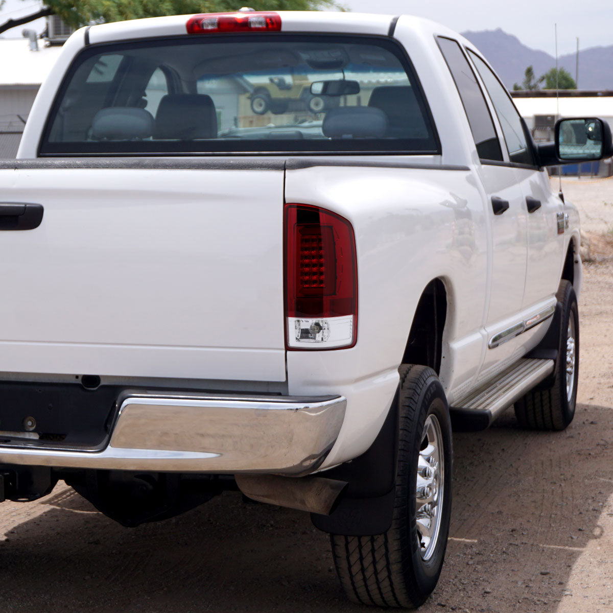 2007-2009 Dodge RAM 1500/2500/3500 LED Tail Lights (Chrome Housing/Red Clear Lens)