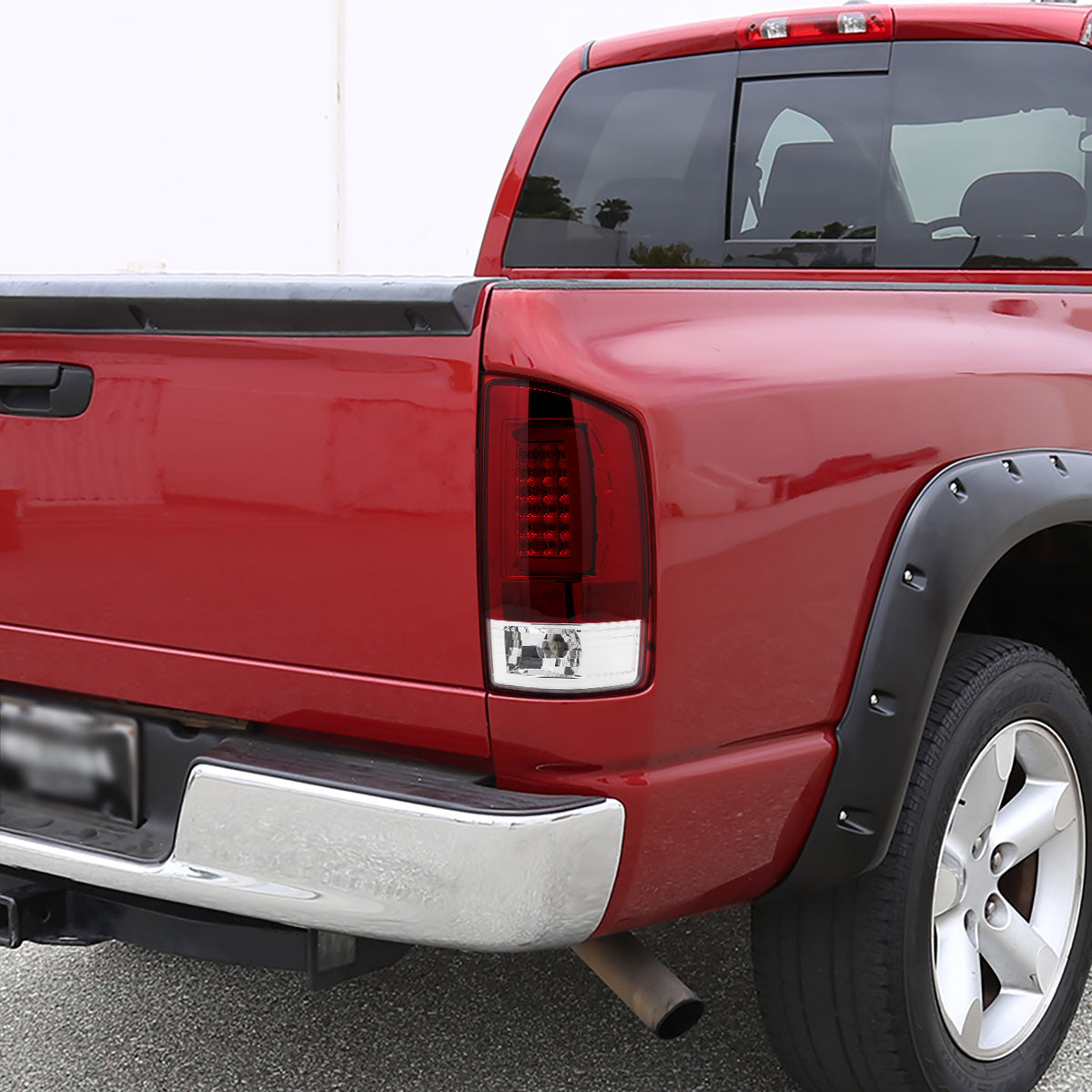 2007-2009 Dodge RAM 1500/2500/3500 LED Tail Lights (Chrome Housing/Red Clear Lens)