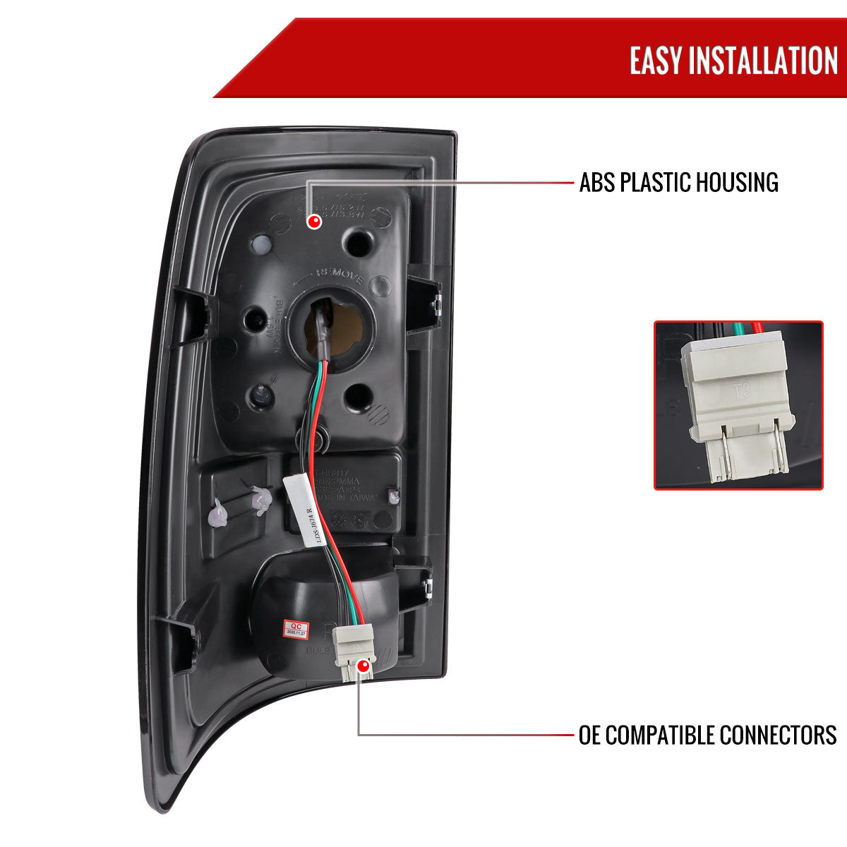 2009-2018 Dodge RAM 1500 / 2019-2021 RAM Classic / 2010-2018 RAM 2500 3500 White Bar LED Tail Lights (Glossy Black Housing/Smoked Lens)